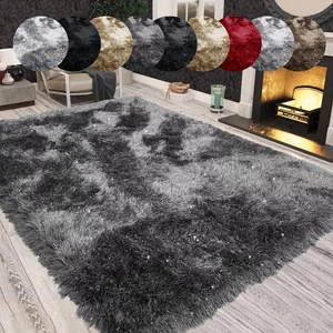 Luxury Shaggy Fluffy Soft Shimmer Sparkle Carpet living Room Bedroom Floor Mats - Picture 1 of 49