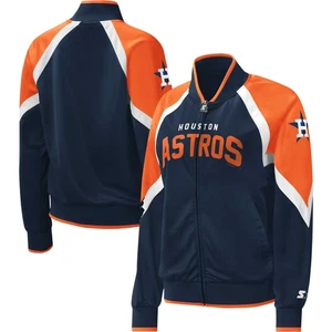 Women's Starter Navy Houston Astros Touchdown Raglan Full-Zip Track Jacket - Picture 1 of 3