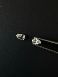 1.45 ctw Pear Shape Diamond Lab Grown 2pc Studs Earring Sidestones .75ct Each - Picture 1 of 12