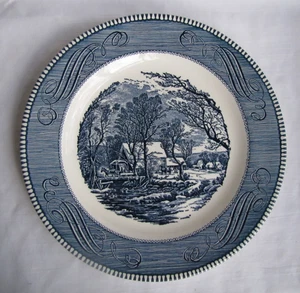 4er Set Currier und Ives alte Schrotmühle Vintage 10" Essteller von Royal - EUC - Bild 1 von 4