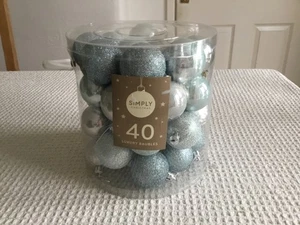 Juego de 40 Adornos Decoración Árbol de Navidad Azul y Blanco Hielo/Plata Boda/Fiesta - Imagen 1 de 7