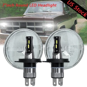 For GMC C15/C25 C35 1975-1978 Pair 7"inch Round LED Headlights High Low Beam - Picture 1 of 16