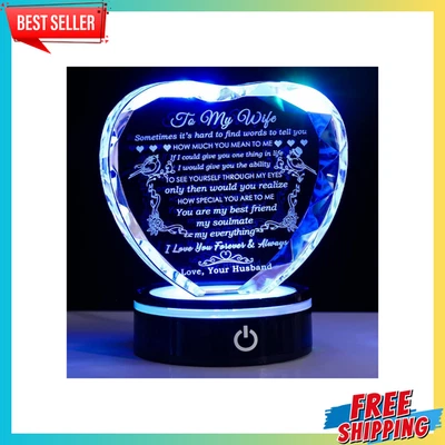 Gifts for Wife with Colorful LED Base Romantic Wedding Anniversary I Love You Gi - Image 1 of 4