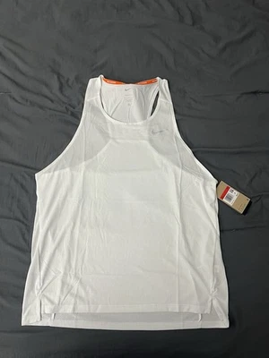 Nike Men's Fast Dri-Fit Running Singlet Tank Top Summit White FN4229-121 Size L - Image 1 of 4