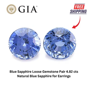 Blau Saphir Lose Edelstein Paar 4,82 cts Naturblau Saphir für Ohrringe - Bild 1 von 5