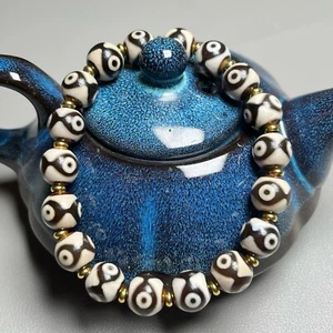 Ancient China, Tibet, tiger teeth, heaven beads, agate, bracelet - Picture 1 of 8