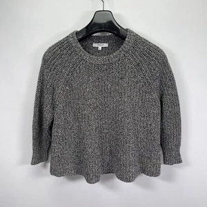 Madewell NWT Gray Linen Blend Swing Crop Marled Sweater C0358 Size Small - Picture 1 of 11