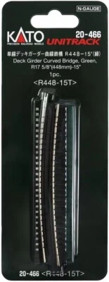 KATO N gauge single track deck girder curved iron bridge R448-15 light green - Image 1 of 4