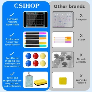 CSIHOP Calendario Acrílico para Nevera H2.0, Calendario Magnético Transparente para Nevera - Imagen 1 de 2