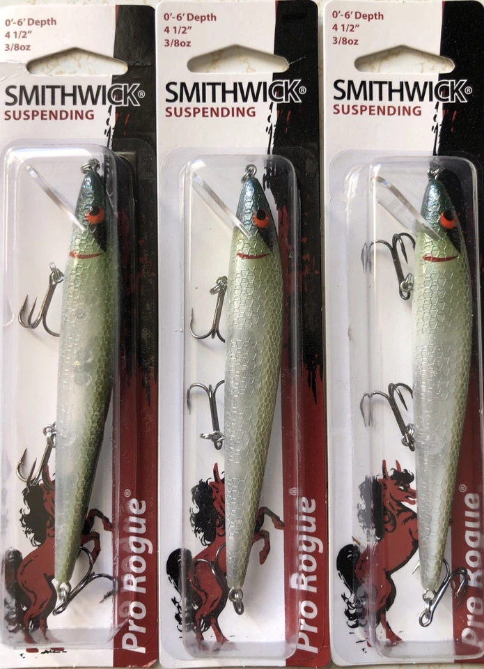 3 Smithwick Rattling Rogue 4 1/2" 1/3 OZ Suspensión Jerkbait Emerald Shiner S12 Foto 1 de 1