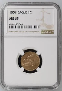 1857 P Small Cents Flying Eagle NGC MS-65 - Picture 1 of 2