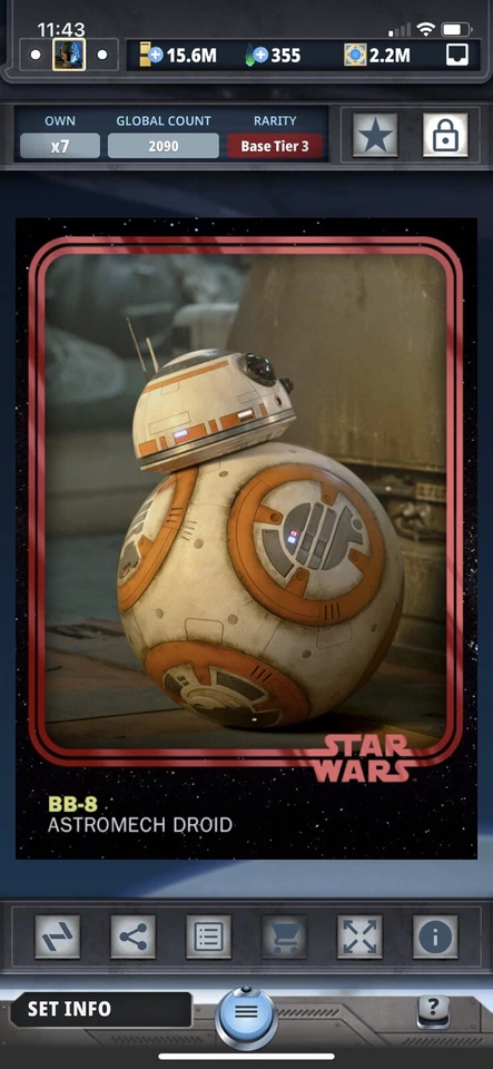 Topps Star Wars Digital Card Trader Red 5th Anniversary Base BB-8 Award - Image 1 of 1