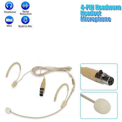 Double Earhook Headset Mic XLR 4Pin TA4F Condenser Headworn Microphone for SHURE - Image 1 of 4