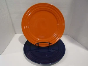 RACHAEL RAY Double Ridge BLUE RASPBERRY & TANGERINE ORANGE Dinner 11" Plates - Picture 1 of 7