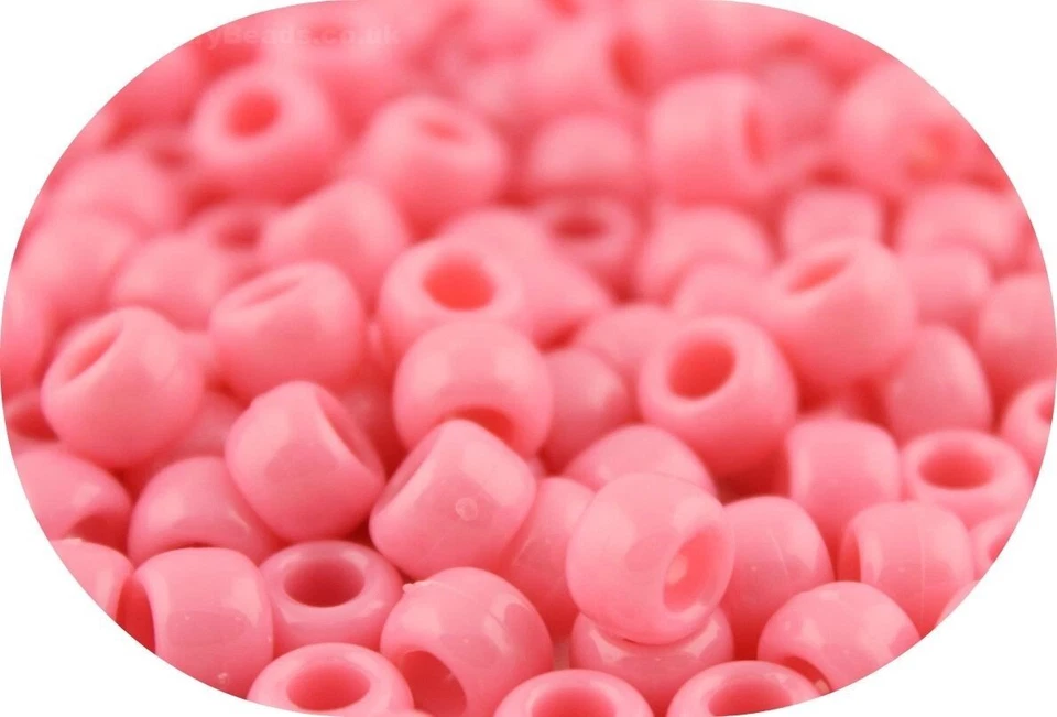 30 Baby Pink Opaque 8x6mm Pony Beads Large Hole 4mm - Image 1 of 1