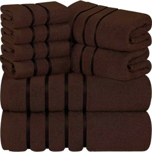 8-Piece Brown Luxury Cotton Towel Set - Picture 1 of 4