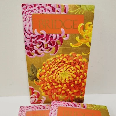 3 VTG Caspari Bridge Score Pads Pink Yellow Floral Gold Tone CLEAN - Изображение 1 из 4