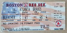 Atlanta Braves at Boston Red Sox Ticket Stub June 28, 2002 Greg Maddux