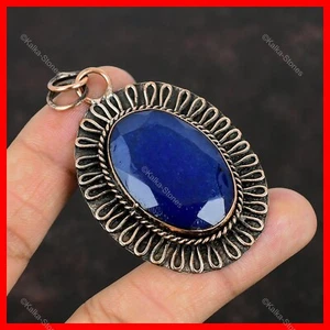 Mothers day Sale Oval Natural Blue Saphire Engagement New Pendant Jewelry Copper - Picture 1 of 6