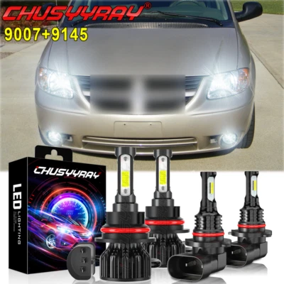 Para For Dodge Grand Caravan 2001-2007 4x LED faro alto + bajo + luz antiniebla - Image 1 of 4