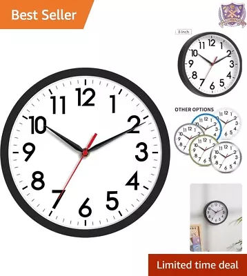 Sleek Analog Wall Clock 8 Inch - Quiet Non-Ticking Design for Home & Office - Image 1 of 4