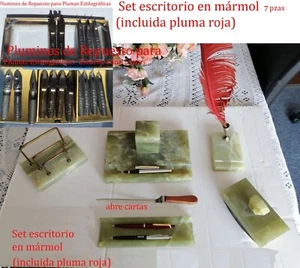 Set escritorio en mármol 6 piezas (incluida pluma roja) - Imagen 1 de 5