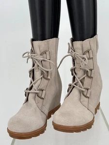 SOREL Joan of Arctic Wedge II Soft Taupe Booties Womens 8 Suede NL3674-096 - Picture 1 of 6