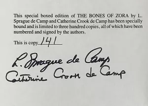 SIGNIERT/limitierte Auflage De Camp The Bones of Zora Phantasia Press 1983 - Bild 1 von 13