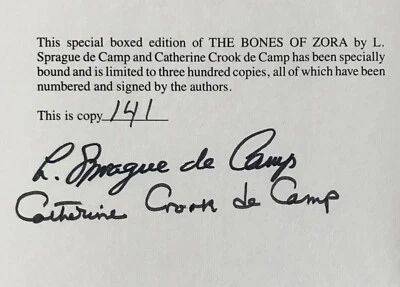 SIGNED/Limited Edition  De Camp   The Bones of Zora   Phantasia Press   1983 - Image 1 of 4