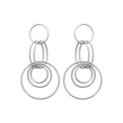 Orecchini Pendenti in Argento 925/000 Rodio - Anelli Multipli - Immagine 1 di 3