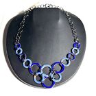 NWT Acara Phipps Lindsay Toggle Necklace Shades of Blue & Copper Washers