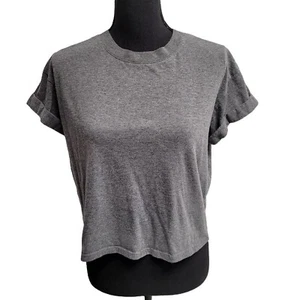 The Fit Collective Top (M) grau cropped Kurzarm Bündchen Baumwollmischung - Bild 1 von 3