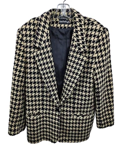 VINTAGE Giorgio Sant Angelo Jacke Damen 14 schwarz beige Blazer Mantel 100% Wolle - Bild 1 von 13