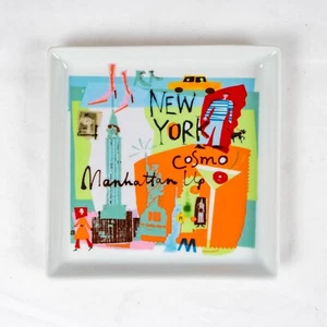 Crate & Barrel NEW YORK City Scenes Square Appetizer Plate Tray 5 3/4" x 5 3/4" - Picture 1 of 4