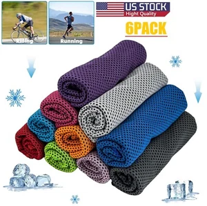 6PCS Microfiber Cooling Ice Towels for Sports Yoga Gym Running Fitness Workout - Picture 1 of 16