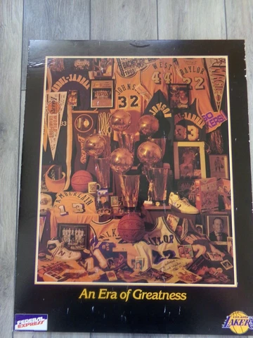 1994 Fed-X LA Lakers Basketball "An Era of Greatness Poster" Display RARE LOOK Cover