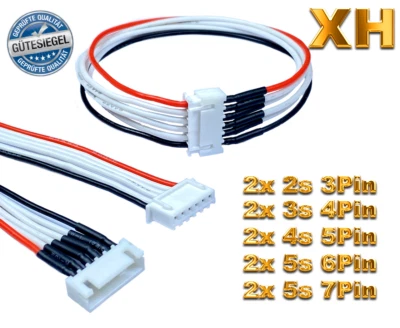 10xpcs JST-XH Balancer Cable 2x2s 3Pin 2x3s 4Pin 2x4S 5Pin 2x5s 6Pin 2x6s 7Pin - Image 1 of 4