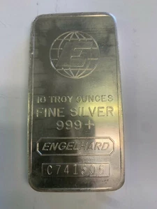10 oz Barra de Plata Engelhard .999 Plata Fina Serie # C741506 GLOBO GRANDE E - Imagen 1 de 2