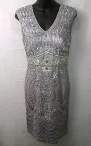 Sue Wong Nocturne Embellished Sequin Soutache Beaded Evening Dress 4 gray - Picture 1 of 6