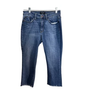Pantalones de mezclilla capri de abeto ajustados azules Judy talla 7/28 elásticos desgastados cómodos - Imagen 1 de 9