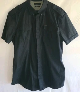 Diesel Slim Fit Mens 2XL Button Front Short Sleeve Shirt Black - Picture 1 of 11