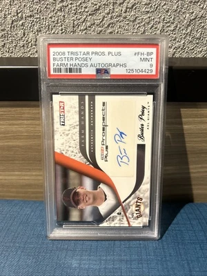 Tri Star Buster Posey Farm Hands 2008 autógrafo PSA 9 Foto 1 de 2