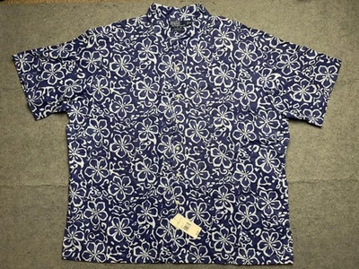 Camisa Polo Ralph Lauren Para Hombres 2XL Azul Floral Caldwell Lino Algodón Campamento Hawaiano Foto 1 de 4