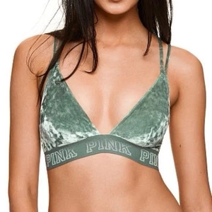 Victoria's Secret PINK Velour Samt Plunge Triangel ungefüttert Bralette BH Gr. S - Bild 1 von 13