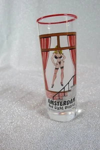 Red Light District Amsterdam Frosted Sexy Vintage Souvenir Double Shot Glass - Picture 1 of 3