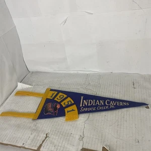 Rare Vintage 1951 Indian Caverns Spruce Creek Pennant DEFUNCT Pennsylvania 12” - Picture 1 of 4