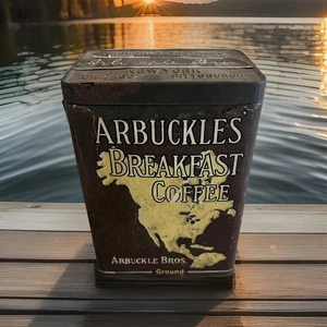 Vintage Arbuckles Breakfast Coffee Tin w/ Paper Label & Embossed Lid (Empty) - Picture 1 of 15