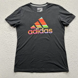 Adidas Go-To Performance Tee Men's Medium Black Multicolor Logo T-Shirt - Picture 1 of 9