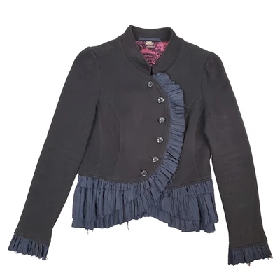 Free People Giacca Militare Ruffles 8 Stravaganti Steampunk Vittoriano Y2K - Immagine 1 di 4
