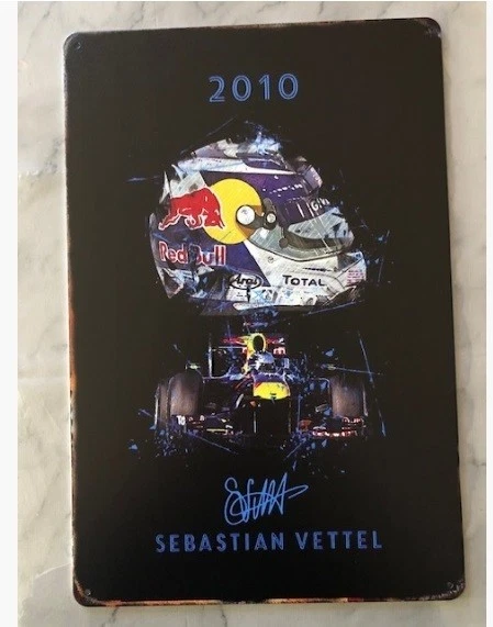 Sebastian Vettel Red Bull F1 Metal Tin Sign 20x30cm Racing Wall Decor New - Image 1 of 1